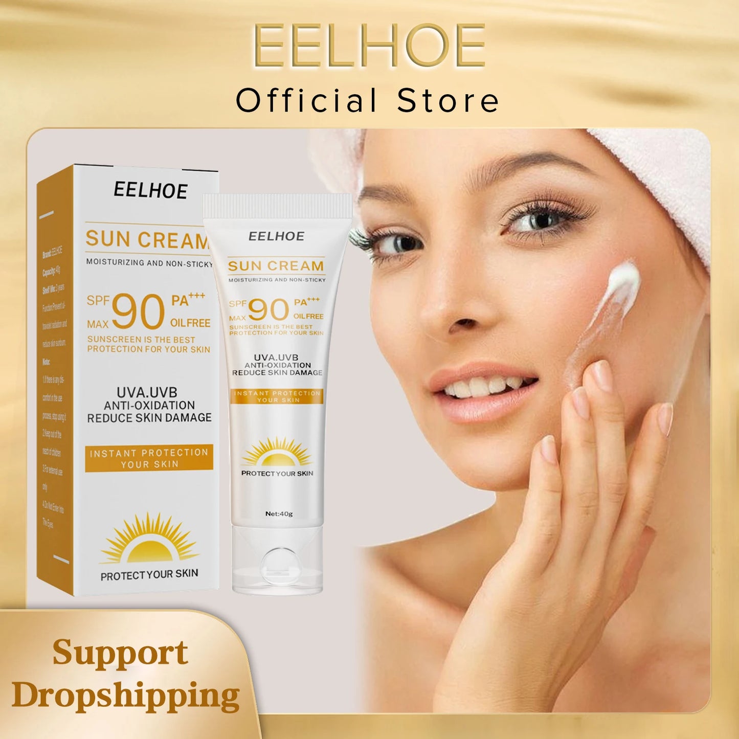 EELHOE Protetor Solar Spf 90 Creme Solar Clareador para Rosto Corporal, Controle de Oleosidade e Hidratante Facial