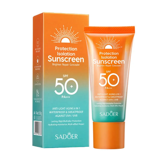 Protetor solar Spf 50+ para protetor facial, cuidados com a pele, tubo duplo, multiefeito pa +++, protetor solar facial, bloqueador solar