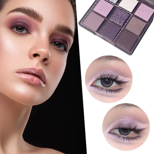 Lindíssima Paleta de sombras, dos sonhos. Esfumaçadas com renda roxa, tom brilhante para mulheres, sombra legal, maquiagem coreana, destaques cosméticos w8w0