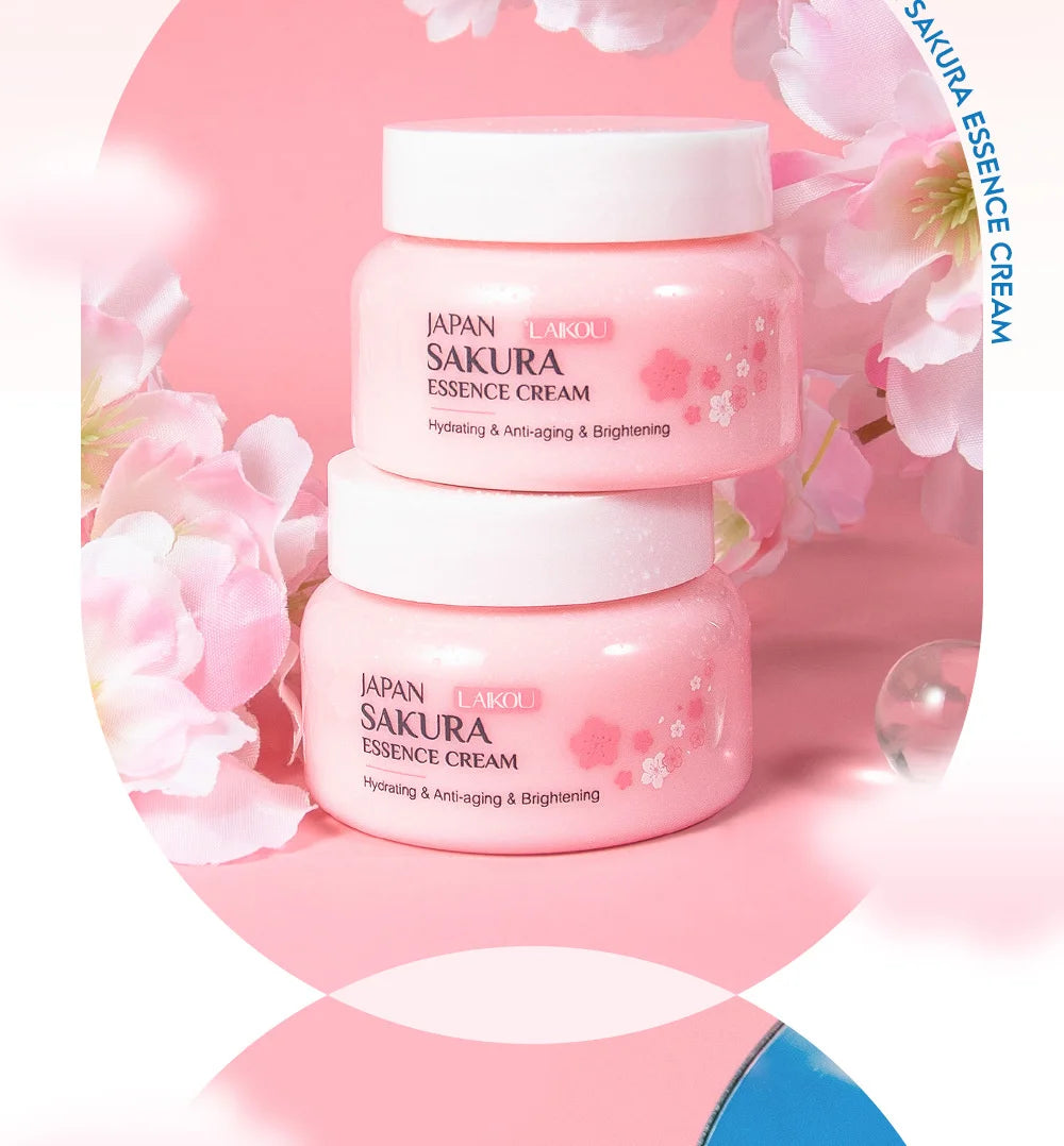 Creme facial hidratante e firmador coreana Laikou. Essência creme facial flor de cerejeira Japonesa.