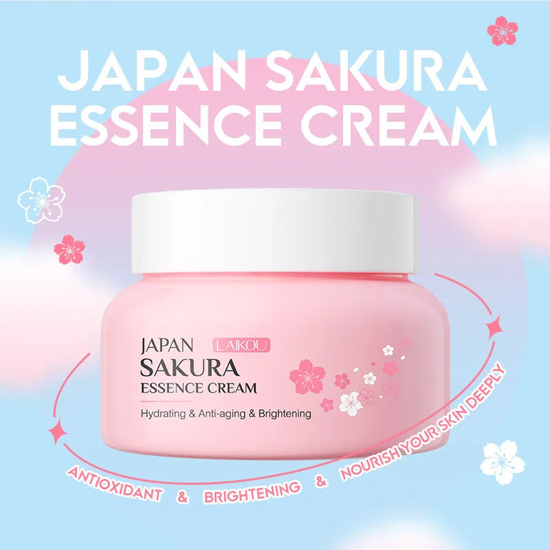 Creme facial hidratante e firmador coreana Laikou. Essência creme facial flor de cerejeira Japonesa.